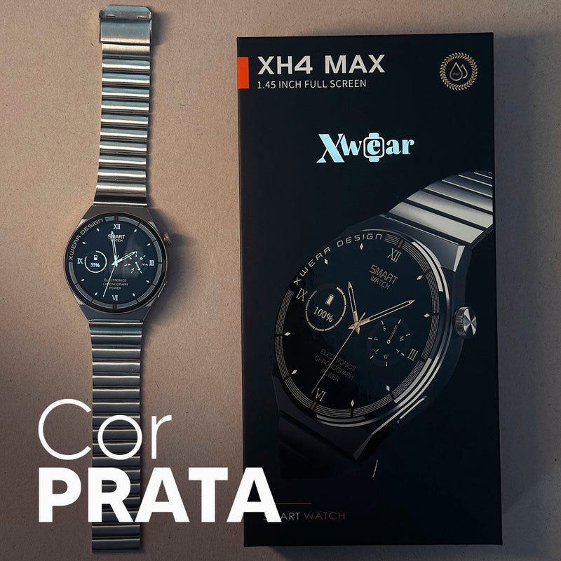 XH4 Max 46mm | Smartwatch Executivo com 3 pulseiras