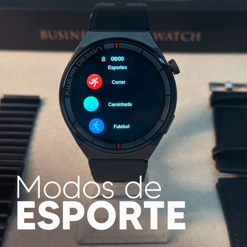 XH4 Max 46mm | Smartwatch Executivo com 3 pulseiras