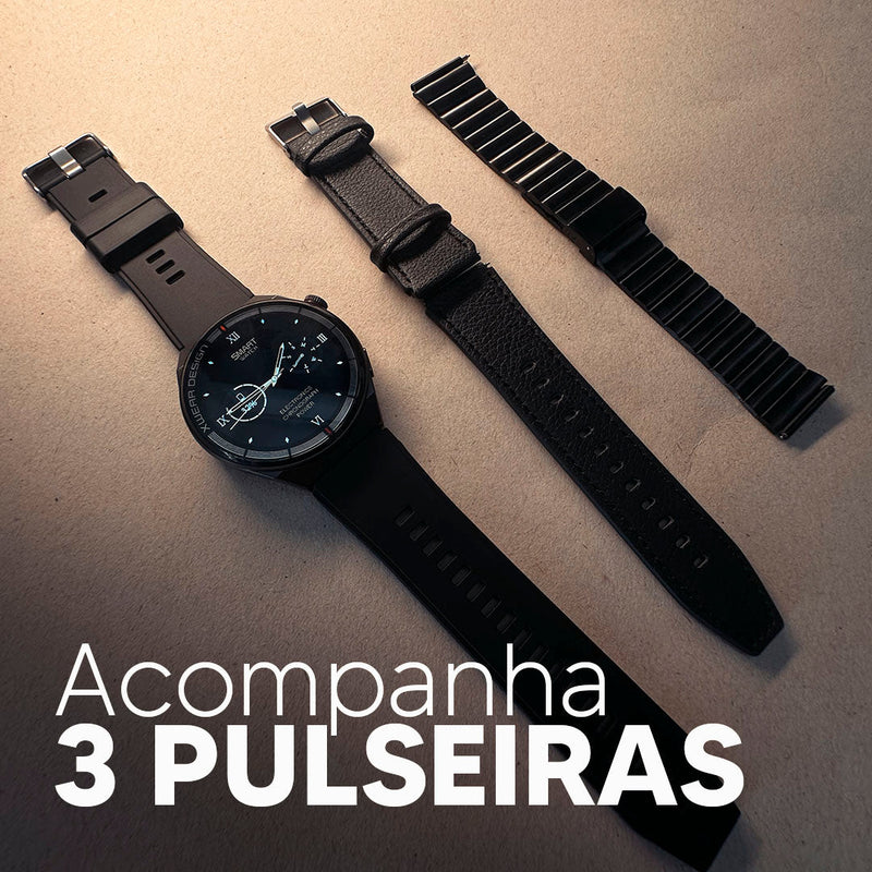 XH4 Max 46mm | Smartwatch Executivo com 3 pulseiras