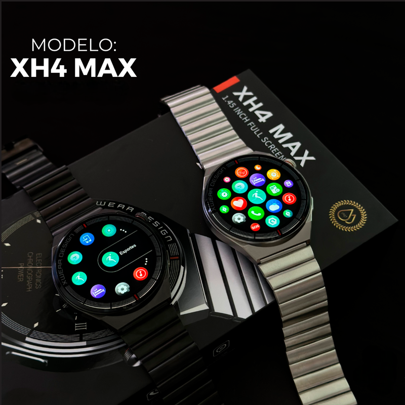 XH4 Max 46mm | Smartwatch Executivo com 3 pulseiras